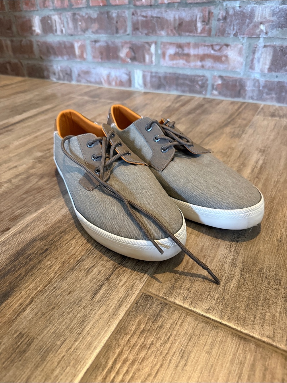 Men's Grey Canvas Slip-On Sneakers with White Sole
